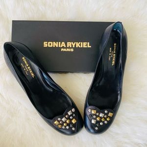 NEW Sonia Rykiel studded heart flats